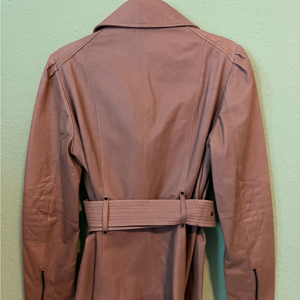 Tan Leather Jacket with Belt - Picture 5 of 7